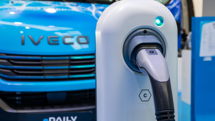 Electric delivery van charging