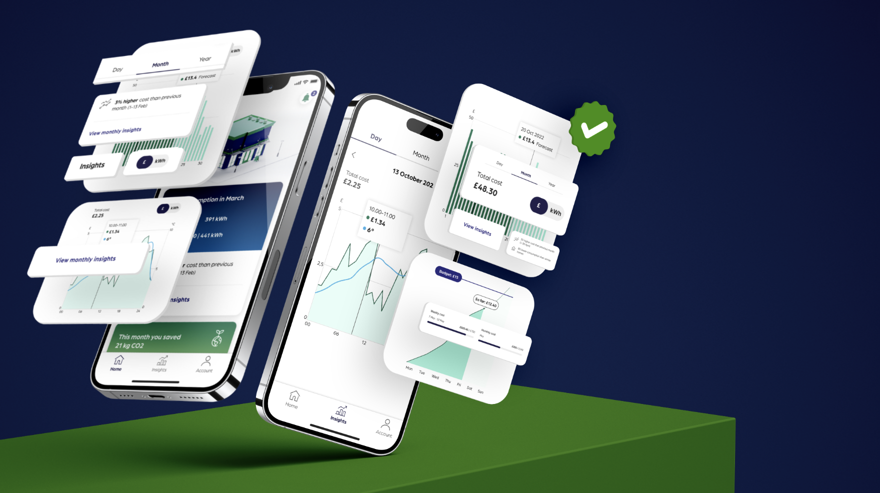 Close up of smart energy data app interface