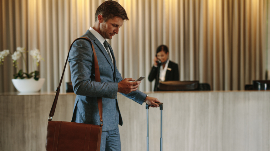 Man at hotel reception