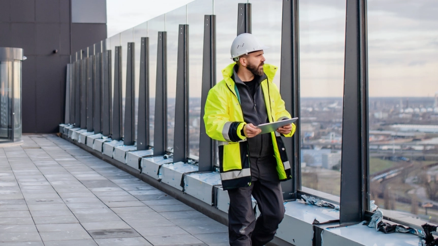Engineer on roof top
